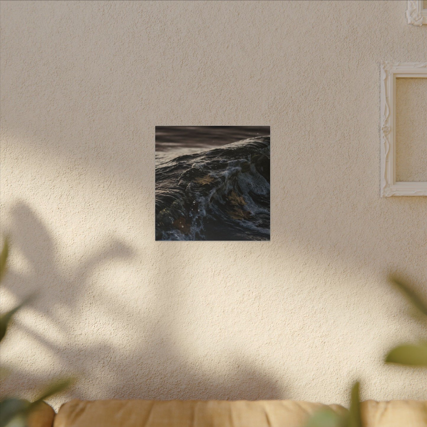 Dark Japandi Ocean Wave in Dawn | Moody Minimal Canvas Art