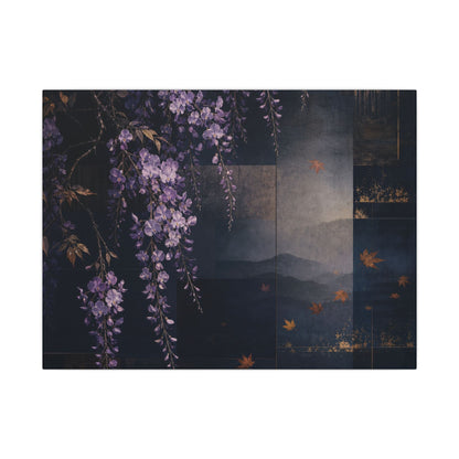 Dawn Wisteria Canvas Art - Dark Japandi Fukinsei