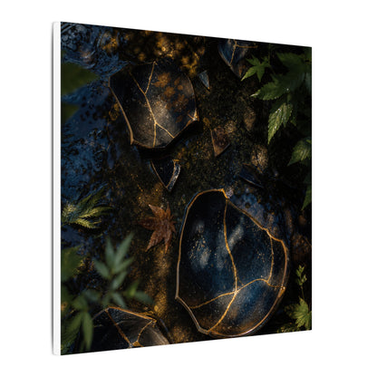 Dark Japandi Broken Pottery in Dappled | Shadow Zen Canvas Art