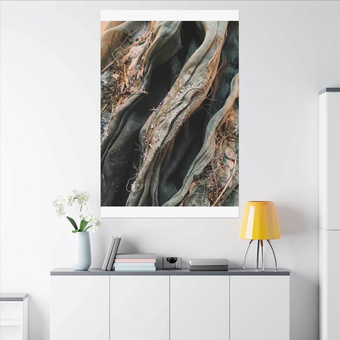 Silk Drape Winter Canvas Art | Japandi Cozy Design