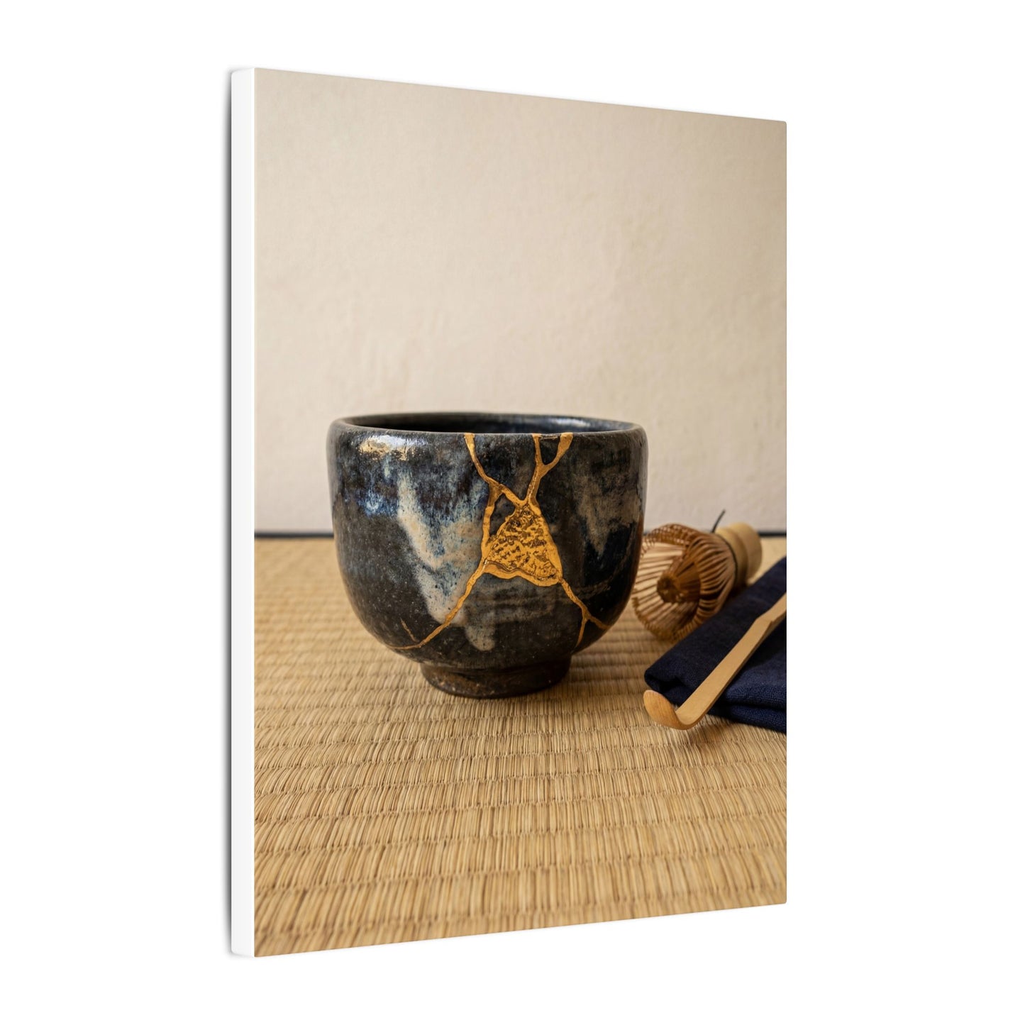 Kanso Tea Ceremony Canvas Art - Kintsugi Gold Vein