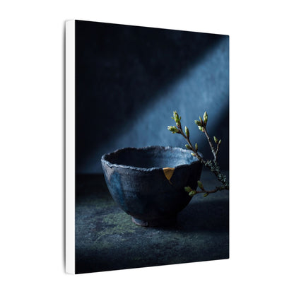 Ceramic Bowl Shadow Zen Canvas Art | Sophisticated Dark Japandi Art
