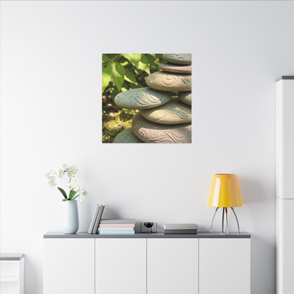 River Stones Summer Canvas Art | Japandi Earthy Design
