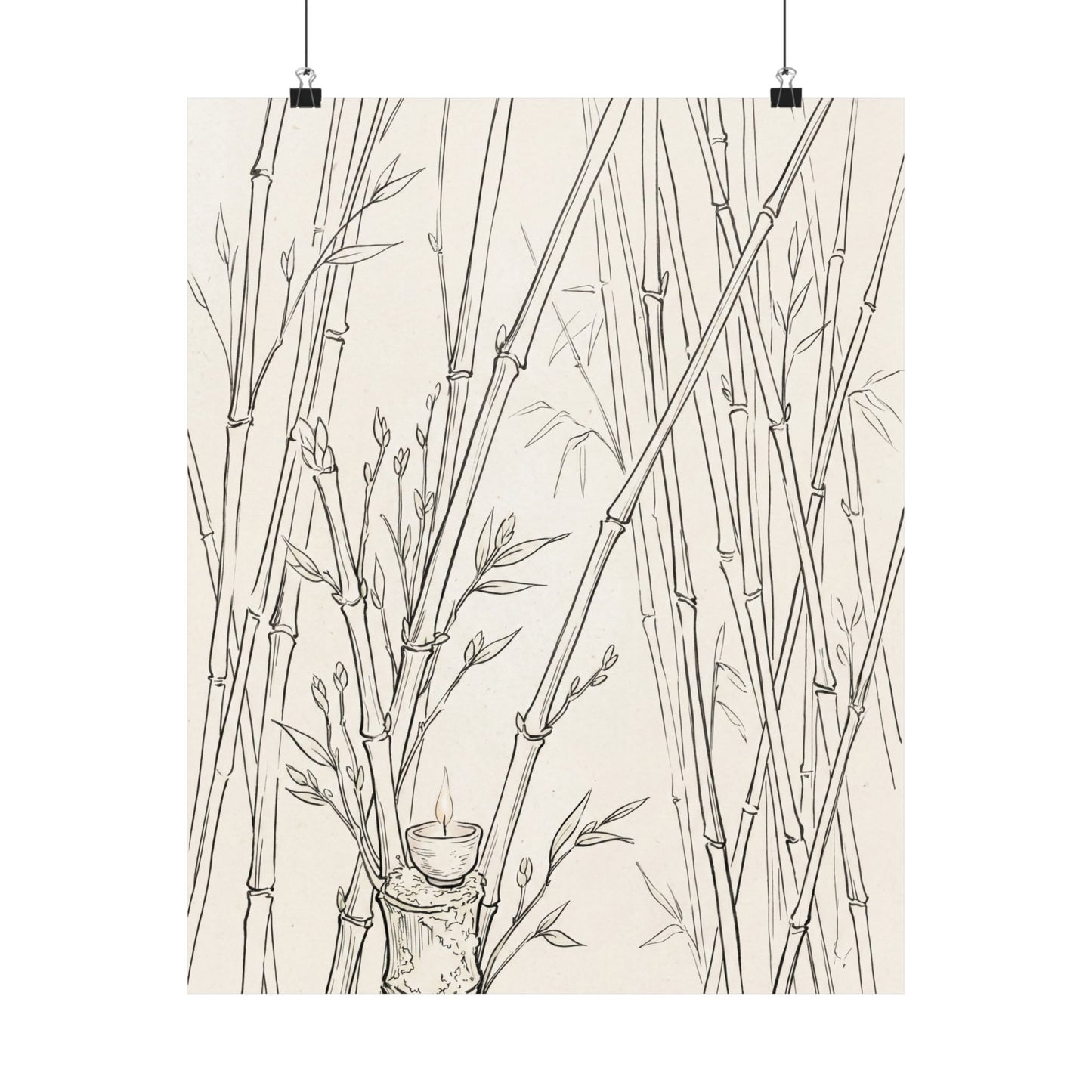 Bamboo Grove Wall Art Print | Spring Japandi Minimal Line Art