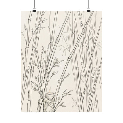 Bamboo Grove Wall Art Print | Spring Japandi Minimal Line Art