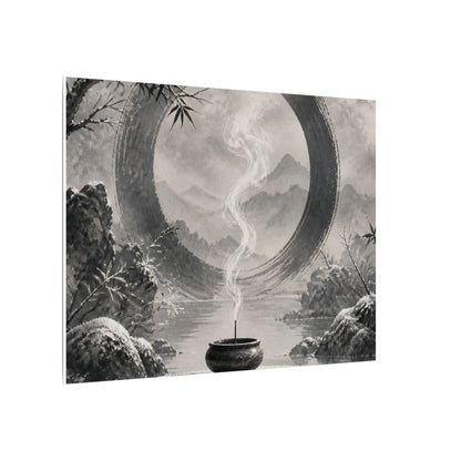 Incense Smoke Canvas Art | Winter Zen Sumi E Art