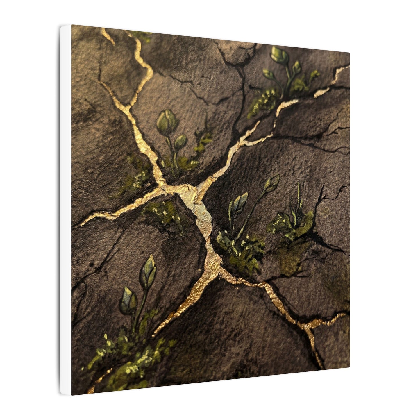 Spring Cracked Earth Charcoal Ink Canvas Art | Luxurious Decor