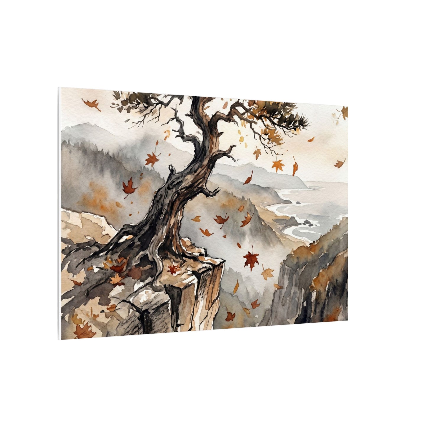 Autumn Pine Tree Watercolor Canvas Art | Warm Decor