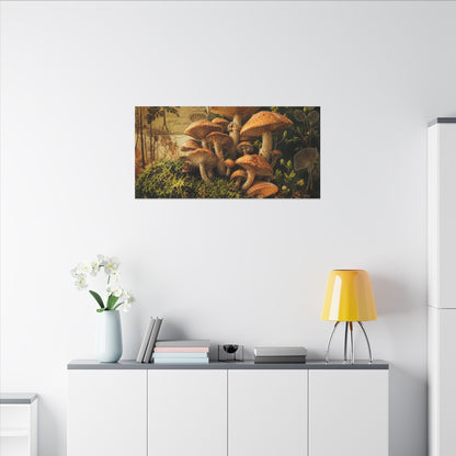 Spring Wild Mushrooms Herbarium Canvas Art | Earthy Decor