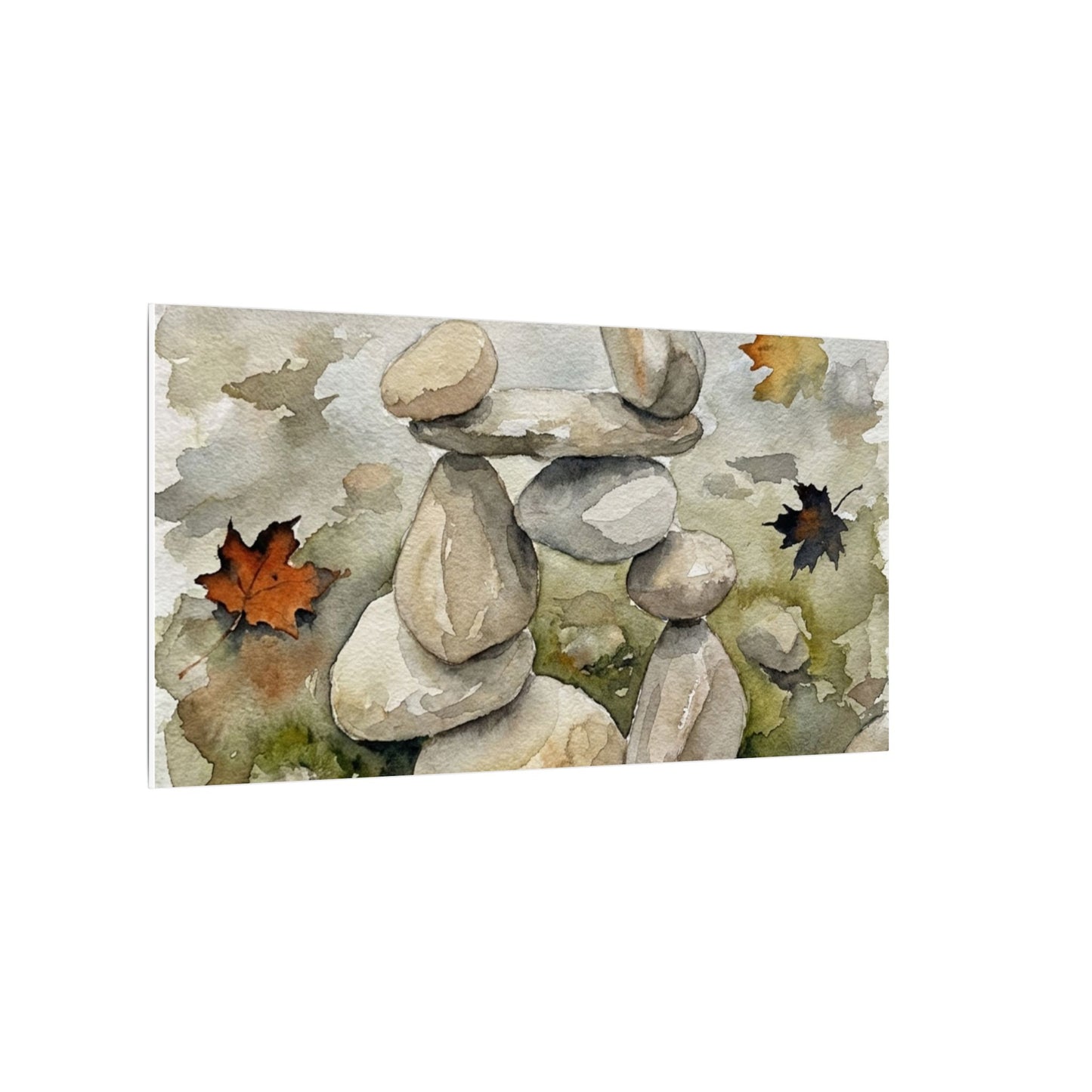 Overcast River Stones Canvas Art - Japandi Fukinsei