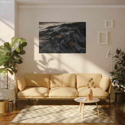 Dark Japandi Ocean Wave in Dawn | Moody Minimal Canvas Art
