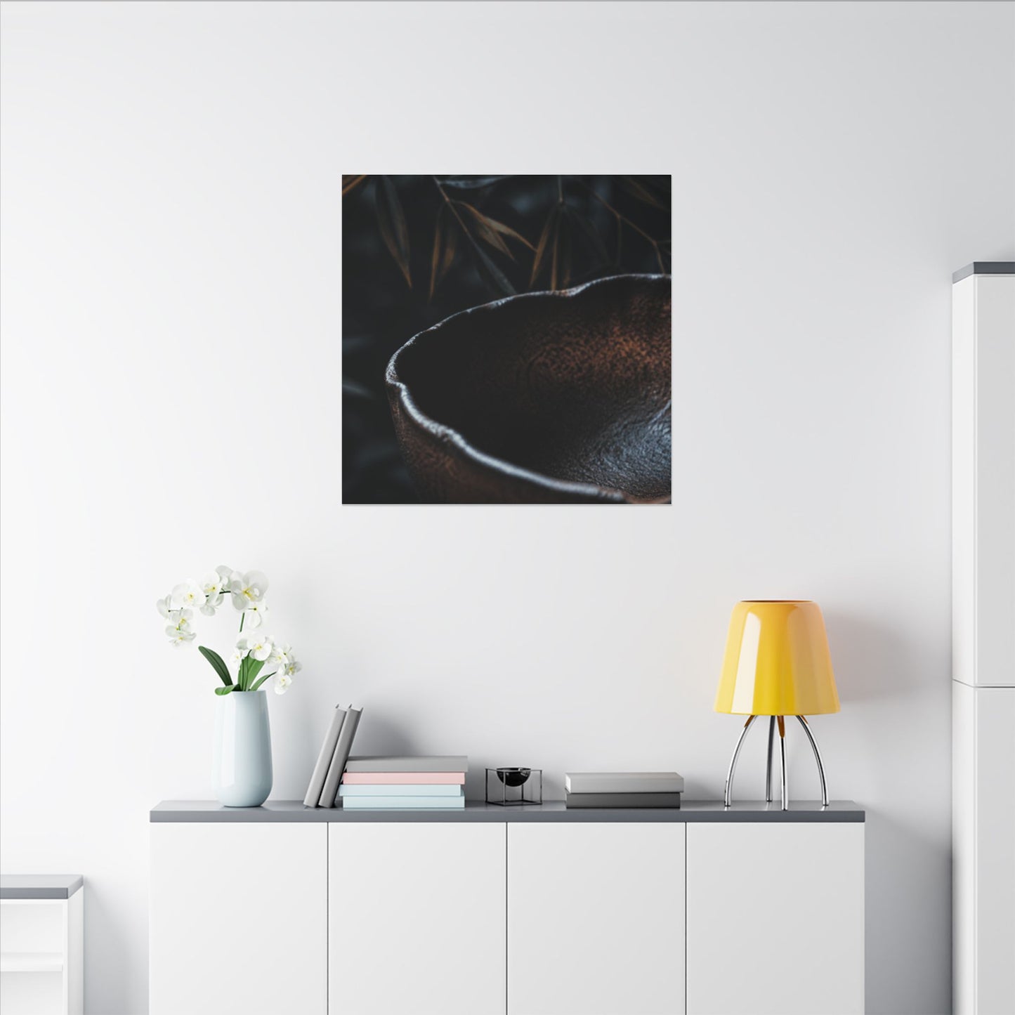 Luxurious Ceramic Bowl Canvas Art - Shadow Zen Dark Japandi