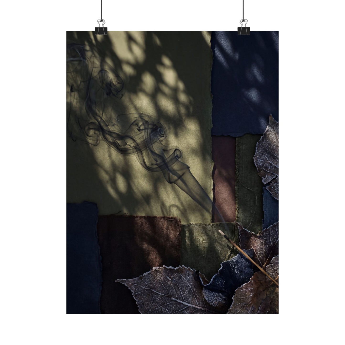 Atmospheric Incense Smoke Wall Art Print - Dark Texture Dark Japandi
