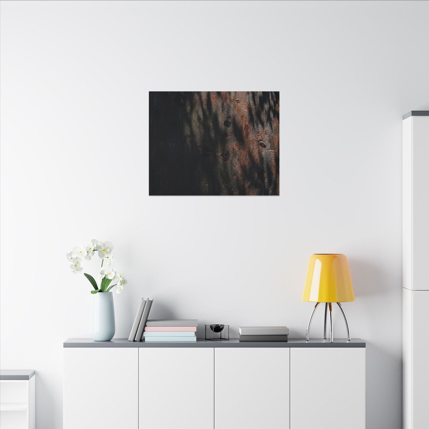 Rust Patina Shadow Zen Canvas Art | Luxurious Dark Japandi Art