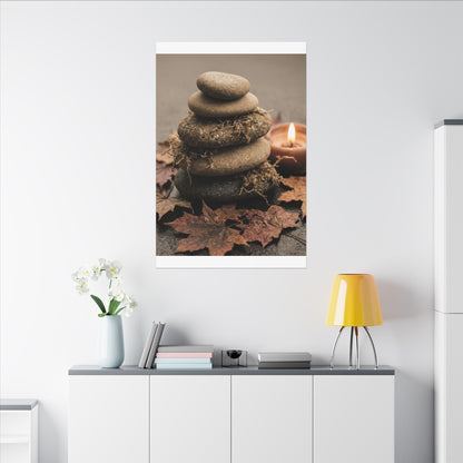 River Stones Canvas Art | Autumn Japandi Texture Art