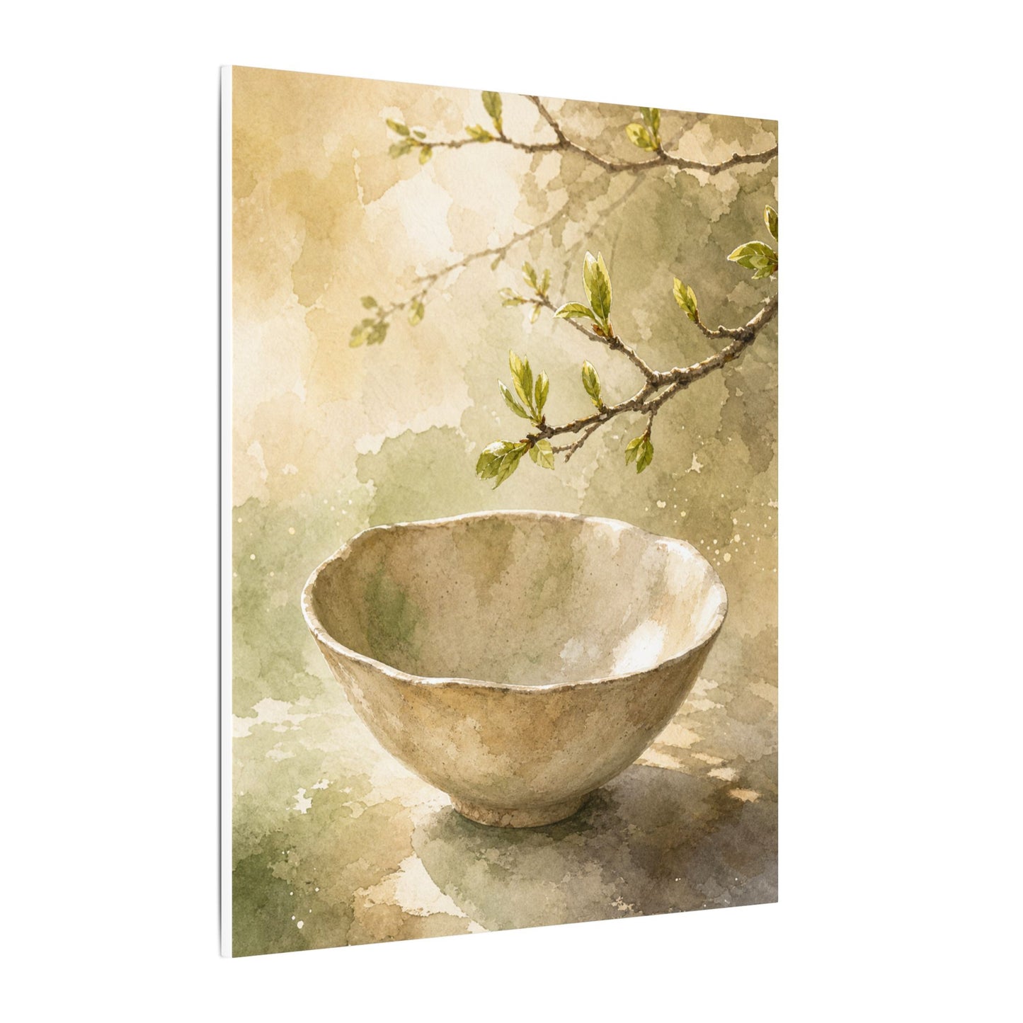 Warm Ceramic Bowl Canvas Art - Watercolor Japandi