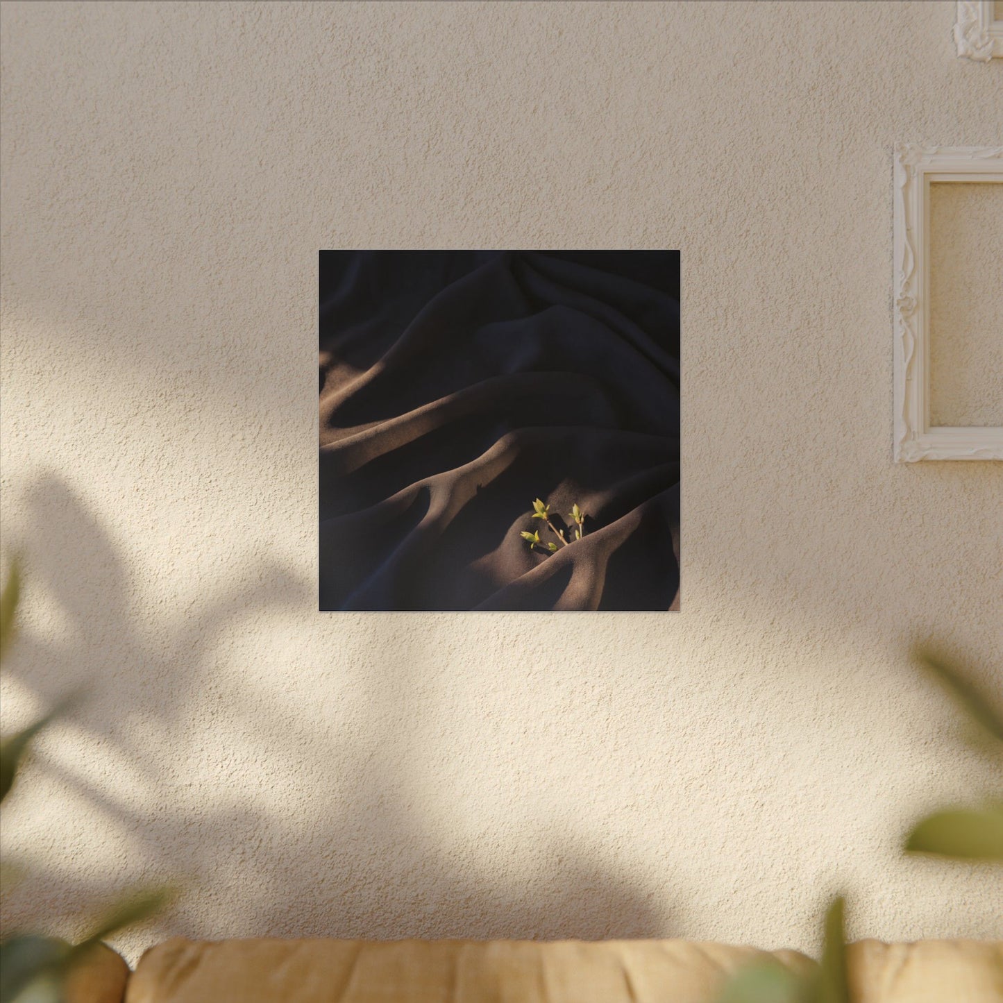 Silk Drape Shadow Zen Canvas Art | Luxurious Dark Japandi Art
