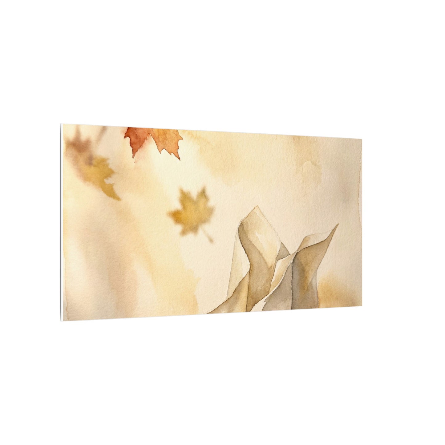 Japandi Paper Fold in Golden Hour | Watercolor Canvas Art