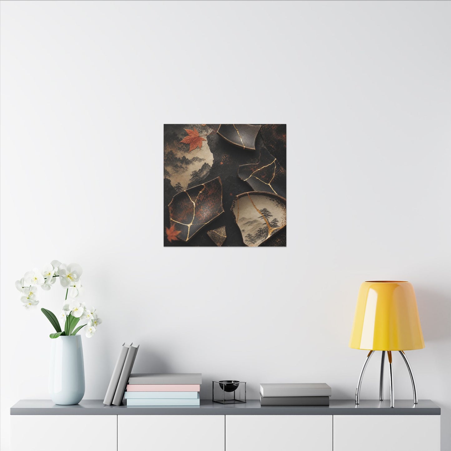 Broken Pottery Gold Vein Canvas Art | Philosophical Kintsugi Art