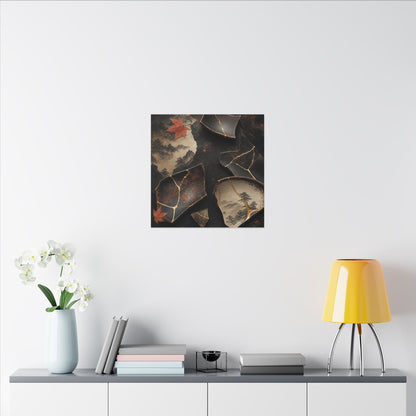 Broken Pottery Gold Vein Canvas Art | Philosophical Kintsugi Art