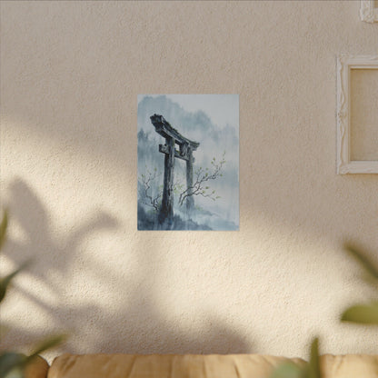 Torii Gate Canvas Art | Spring Zen Sumi E Art