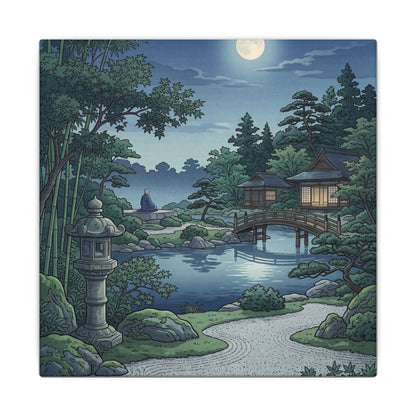 Summer Moonlit Garden Ukiyo E Inspired Canvas Art | Serene Decor