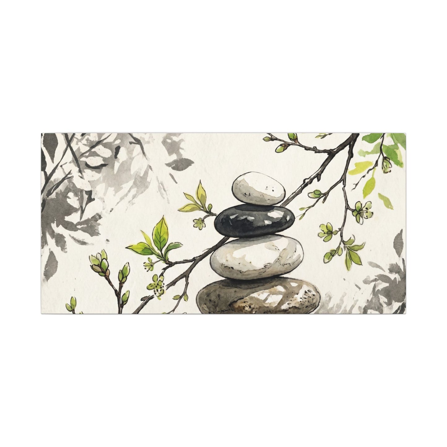 Spring River Stones Japanese Pattern Canvas Art | Elegant Decor
