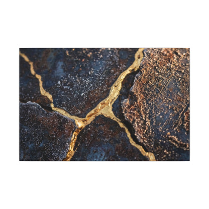 Winter Rust Patina Gold Vein Canvas Art | Resilient Decor