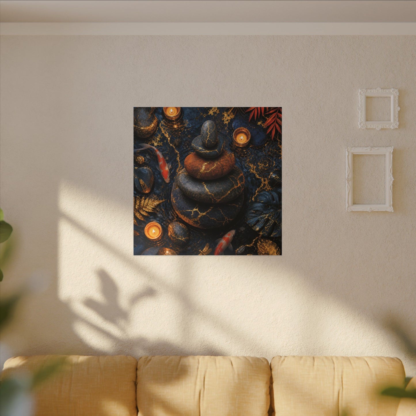 Summer River Stones Gold Vein Canvas Art | Resilient Decor