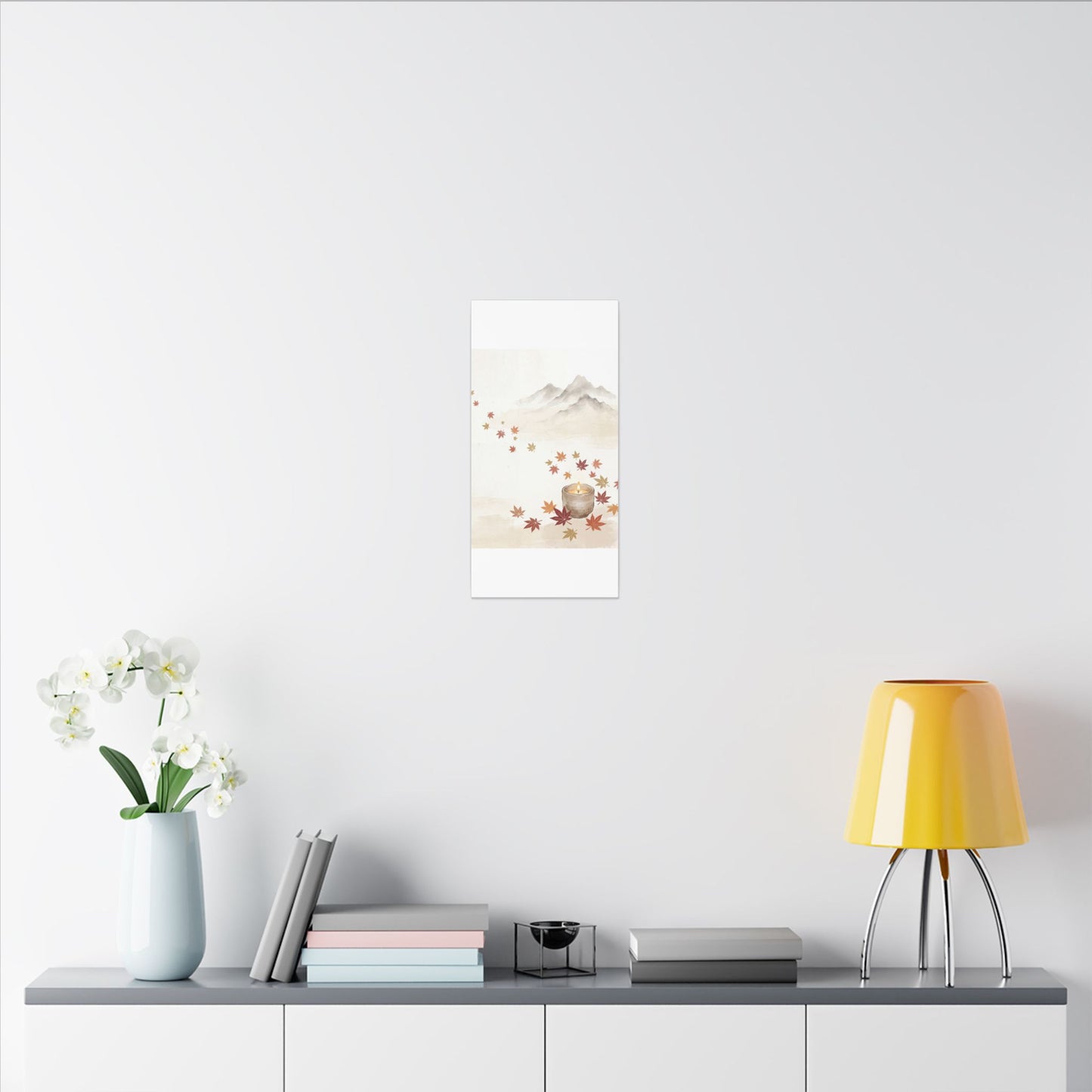 Earthy Mountain Mist Canvas Art - Japanese Pattern Japandi