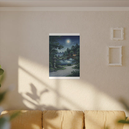 Summer Moonlit Garden Ukiyo E Inspired Canvas Art | Serene Decor