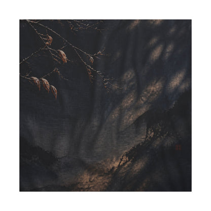 Atmospheric Silk Drape Canvas Art - Charcoal Ink Dark Japandi