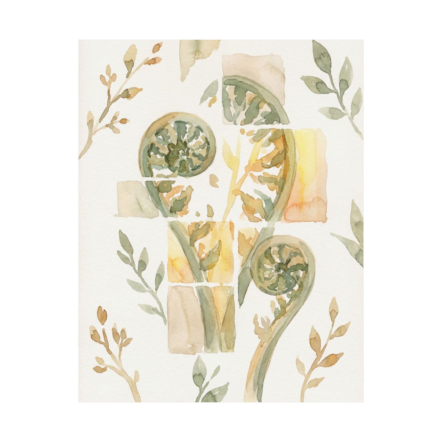 Kanso Fern Unfurling Wall Art Print - Japandi Watercolor