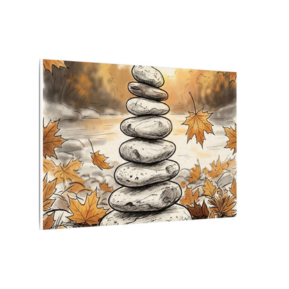Earthy River Stones Canvas Art - Minimal Line Japandi