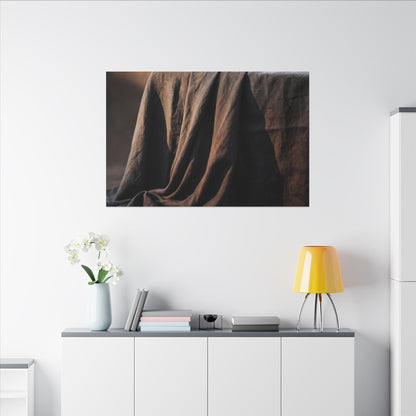 Silk Drape Canvas Art | Winter Dark Japandi Shadow Zen Art