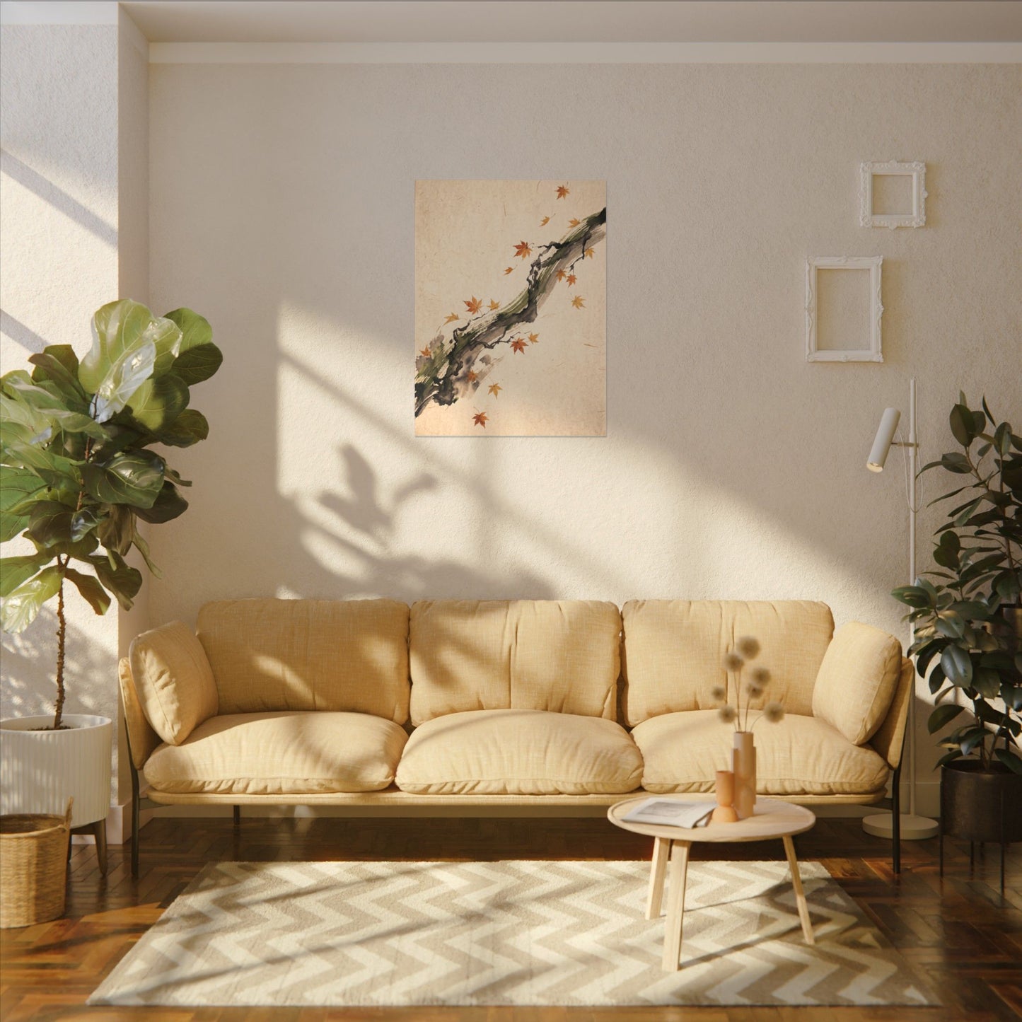 Ink Brushstroke Autumn Canvas Art | Zen Calm Design