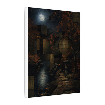 Moonlight Moonlit Garden Canvas Art - Dark Japandi Shibui