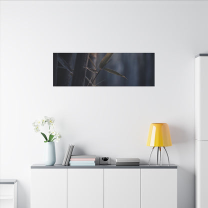 Dark Japandi Bamboo Grove in Dawn | Moody Minimal Canvas Art