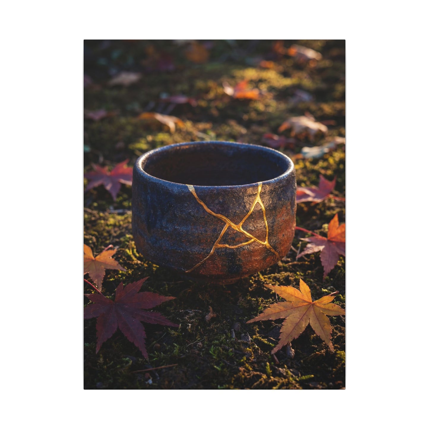 Kanso Moonlit Garden Canvas Art - Kintsugi Gold Repair
