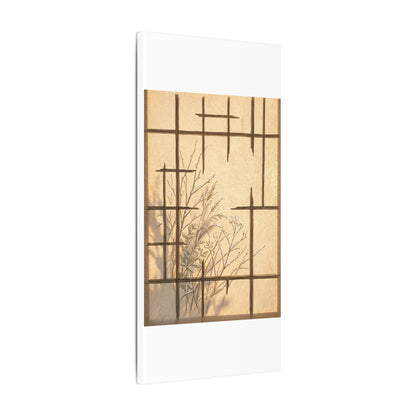 Shoji Screen Canvas Art | Winter Japandi Minimal Line Art