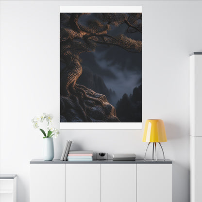 Bold Pine Tree Canvas Art - Shadow Zen Dark Japandi