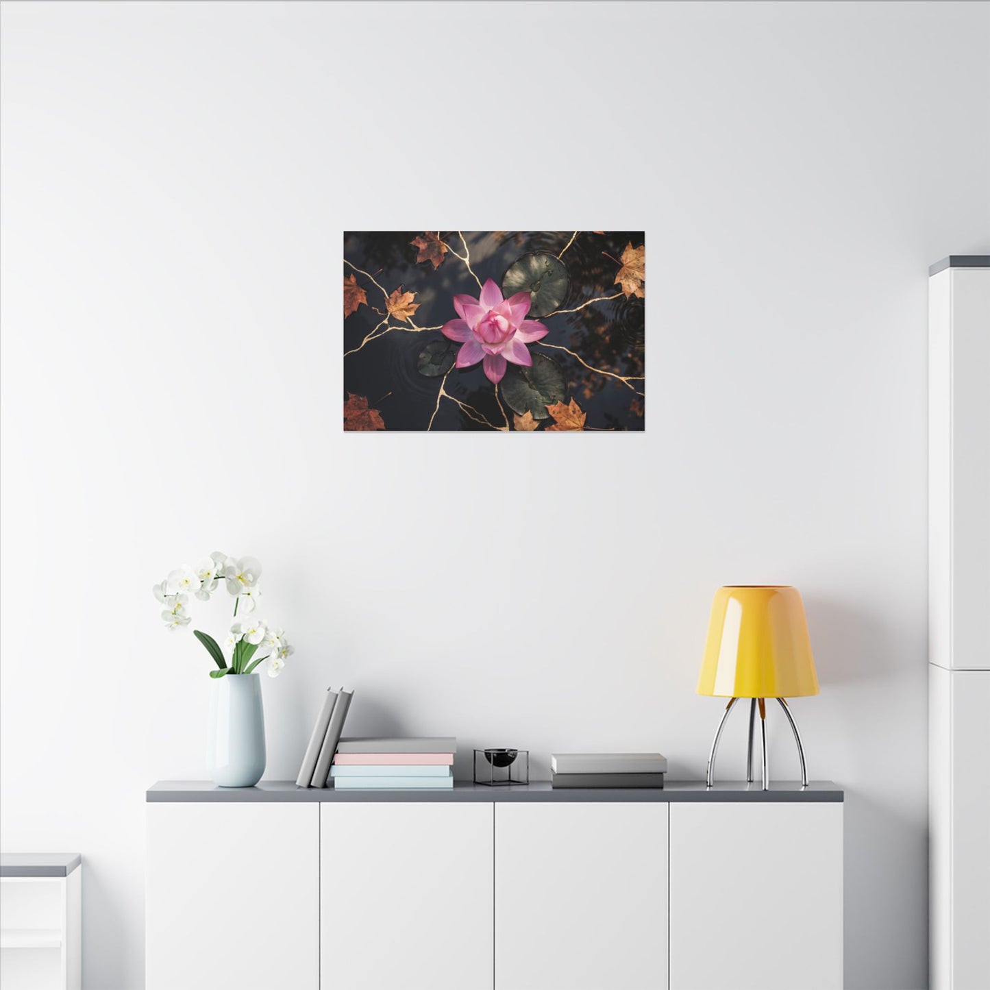 Ma Lotus Flower Canvas Art - Kintsugi Gold Vein