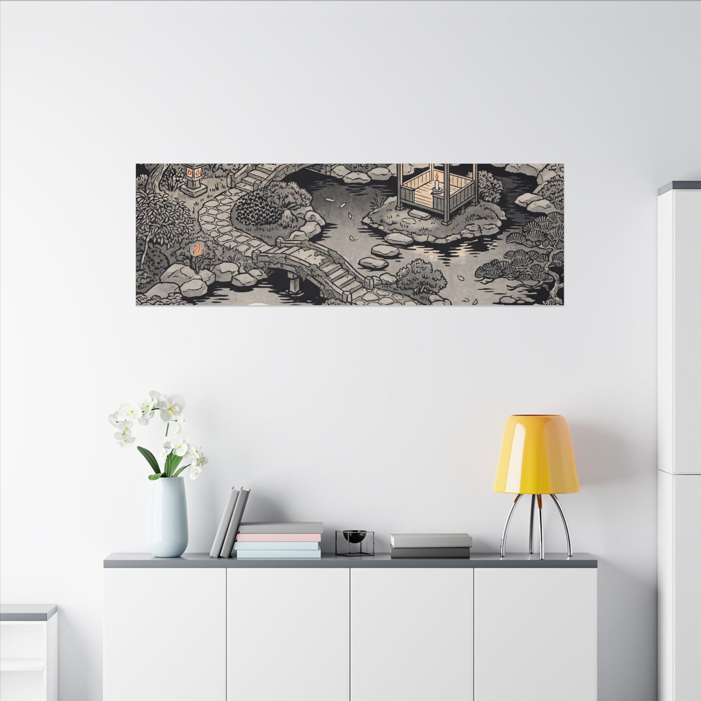 Moonlit Garden Ukiyo E Inspired Canvas Art | Serene Zen Art