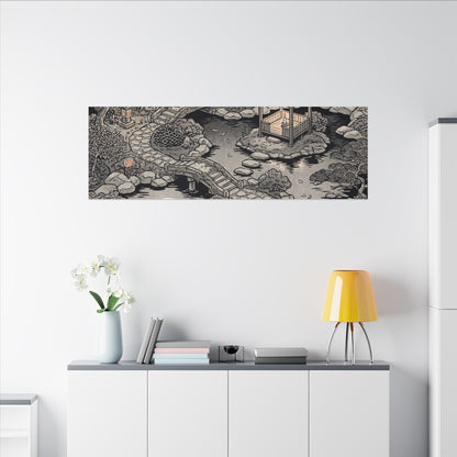 Moonlit Garden Ukiyo E Inspired Canvas Art | Serene Zen Art