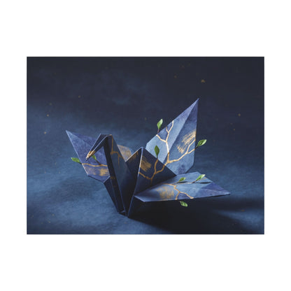 Kintsugi Paper Fold in Moonlight | Crackle Gold Canvas Art Art Print