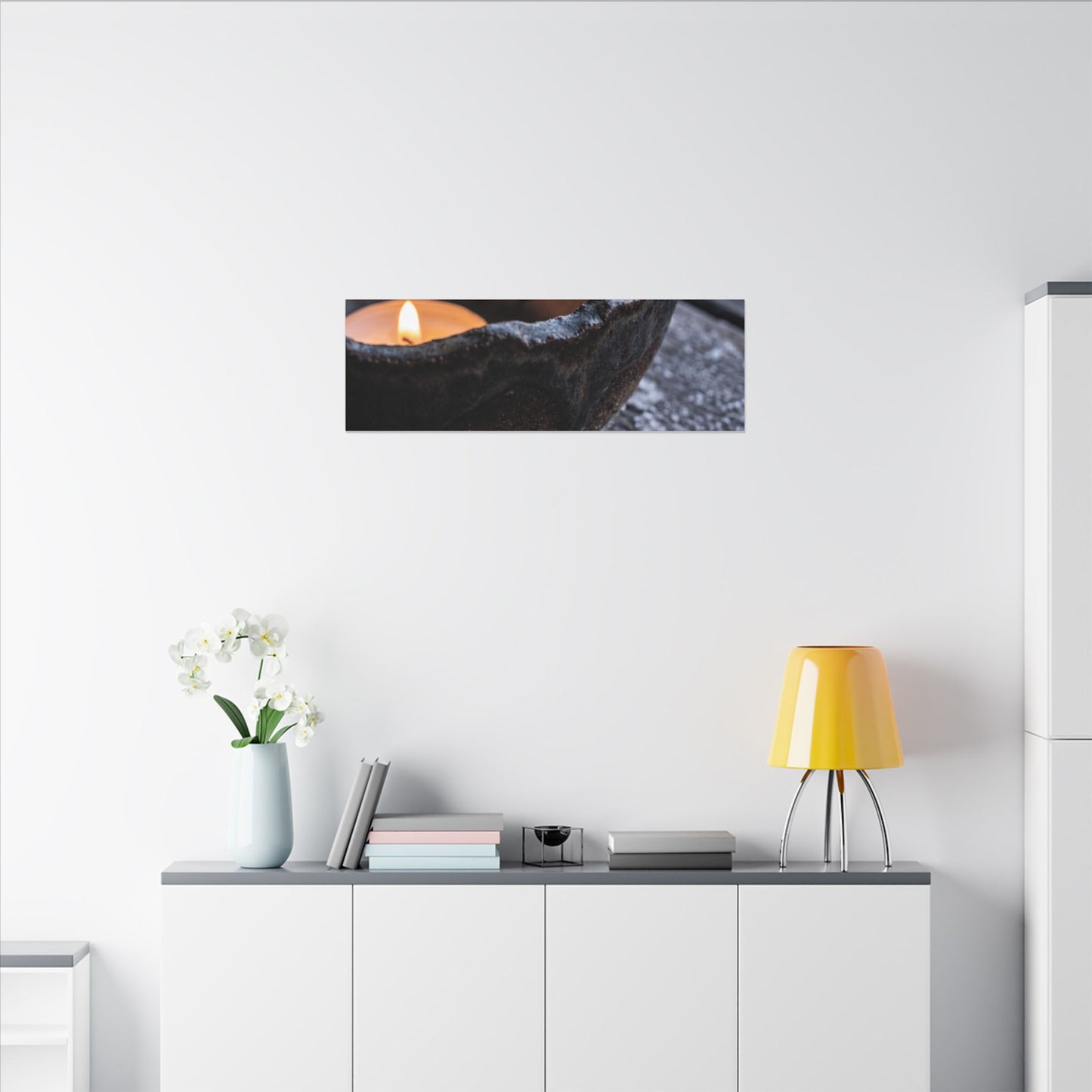 Atmospheric Ceramic Bowl Canvas Art - Moody Minimal Dark Japandi
