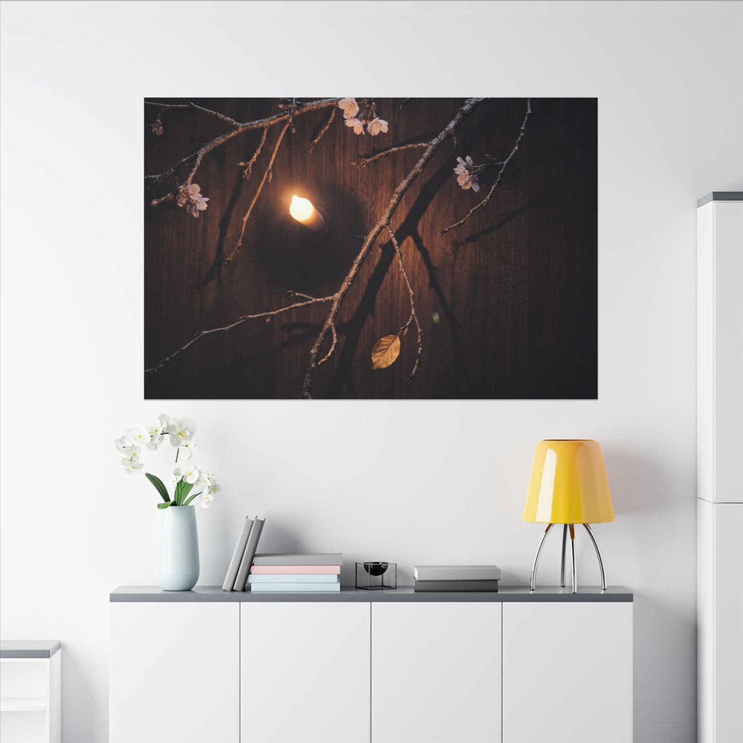 Datsuzoku Cherry Blossom Canvas Art - Dark Japandi Moody Minimal