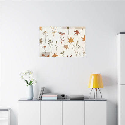 Autumn Dried Flowers Japanese Pattern Canvas Art | Elegant Decor
