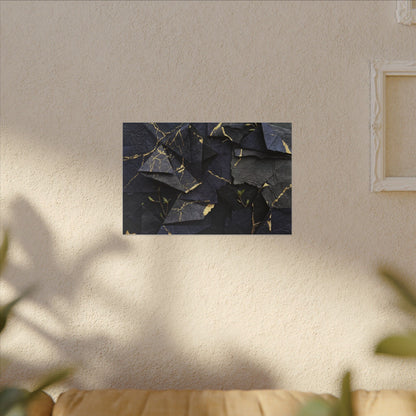 Beautiful Paper Fold Canvas Art - Crackle Gold Kintsugi