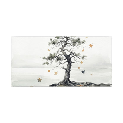Japandi Pine Tree in Overcast | Watercolor Canvas Art